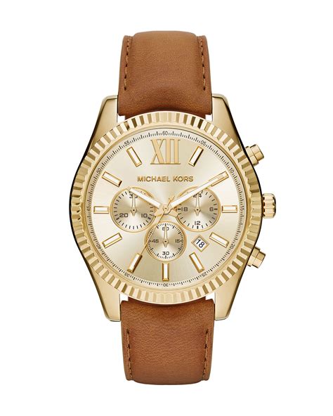 michael kors lexington leather watch|Michael Kors chronograph watch.